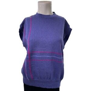 VTG Pendleton 100% Wool Sleeveless Sweater Vest Purple w/ Stripes Size 1X